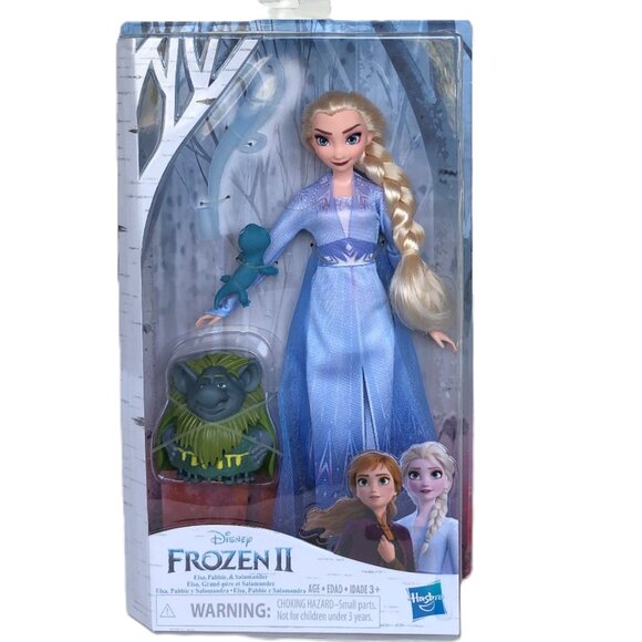 New in Box- Disney Princess Frozen II Elsa Doll w/Pabbie & Salamander Figures - Picture 4 of 15